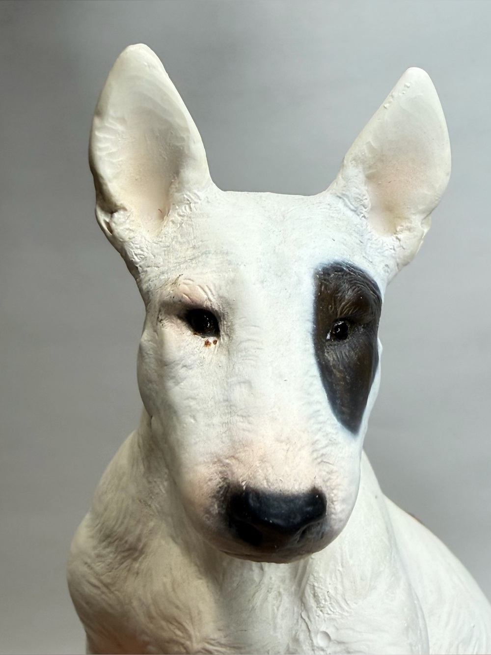 North Light Miniature White Bull Terrier Figurine Signed Resin Eye Patch 1986